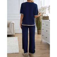Ropa de mujer de moda 2025 primavera y verano temperamento casual de manga corta conjunto de pantalones de punto - details 38