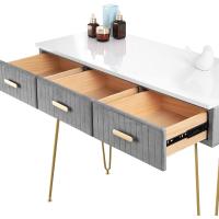 Mesa de Maquillaje Redonda con 3 Cajones Juego de Mesa Tocadora con Taburete - details 15