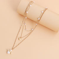 Collar de ala de Ángel con perlas en forma de corazón multicapa elegante para mujer, collar de alta gama con diseño de nicho - details 5