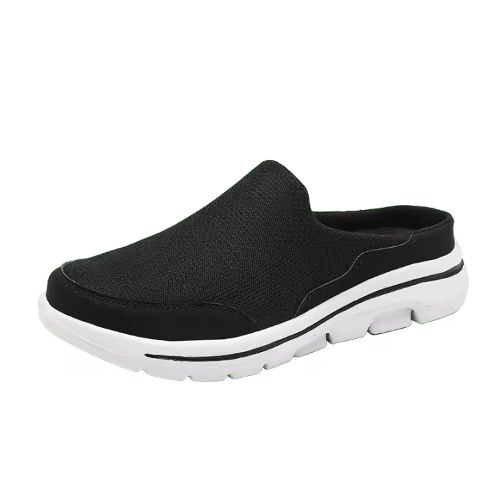 Zapatillas casuales sin cordones, grandes y altas, ligeras, para hombre: parte superior de tela y malla transpirable, suela acolchada MD, detalles en azul marino/naranja, comodidad para todas las estaciones para deportes y uso informal - 1