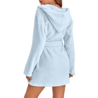 Pijama tipo jersey con capucha para mujer, albornoz cálido de color sólido para el hogar, 2024 - details 6