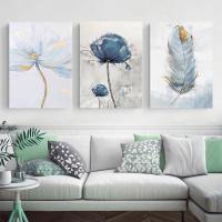 Cuadro de Paisaje Natural 3PCS en Lienzo con Marco Floral Abstracto Hojas Póster Nórdico para Sala de Estar Decoración del Hogar Imagen de Pared Estilo Luz y Decoración - details 5