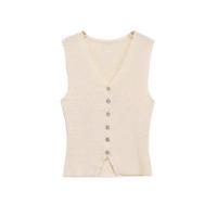 PB&ZA2025Moda Chaleco de Punto con Cuello en V sin Mangas Ajustado Camiseta Casual Tops Verano Nuevas Llegadas Ropa de Mujer - details 1