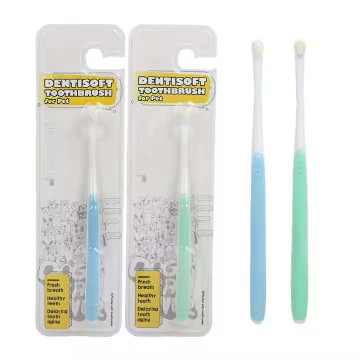 Cepillo de dientes para perros pequeños, cepillo de dientes suave con cabezal micro para mascotas, para encías y dientes sensibles, kit de limpieza de dientes para perros para cachorros, gatitos, gatos y perros de tamaño miniatura, 2 piezas - 1