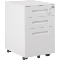 Cajonera de Oficina Armario Archivador Móvil con Cerradura, Cajonera con Ruedas para Archivos A4 Carpetas Colgantes, Mueble Archivador Metálico para Oficina, Blanco SK023ws - details 0