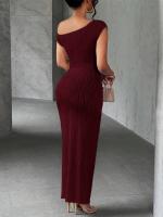 Elegante Vestido de Fiesta para Mujer Manga Corta, Escote Asimétrico, Ajuste Ajustado, Tejido Elástico Perfecto para Eventos Nocturnos o Cócteles - details 11