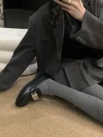Mocasines perezosos con bloqueo de metal de un pedal, nuevos zapatos de cuero pequeños con plataforma de cabeza redonda de estilo británico - details 7