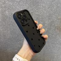 Funda de teléfono mate suave con corazón de amor negro para iPhone 11 12 13 14 Pro 16E XS X XR 7 8 Plus SE2 funda para iPhone 15 16 Pro Max - details 3