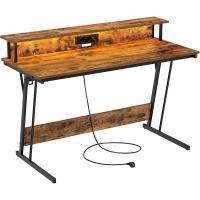 Escritorio de Juegos con Luces LED y Enchufes Mesa de Oficina Dormitorio para 2 Monitores - details 15