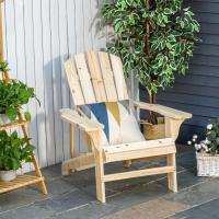 Adirondack de Madera Silla de Jardín con Asiento Extra Ancho Carga 150 kg para Patio Terraza Balcón 78x89x88 cm Natural - details 1