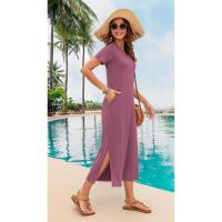 Vestido de Verano 2025 para Mujer Cuello en V, Abertura Lateral, Manga Corta, Tendencia de Moda - details 9