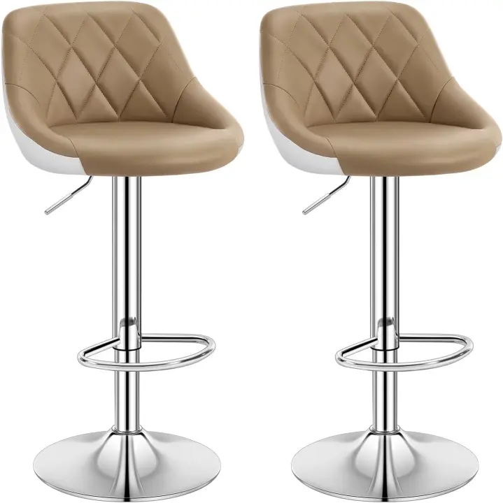 2X Taburete de Bar con Respaldo Terciopelo Taburetes Alto Cocina Regulable en Altura Taburete Giratorio Sillas Bar Taburete de Escritorio Negro BH219sz-2 - 1
