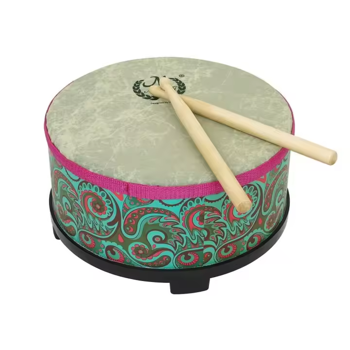 Superficie de piel de oveja de madera profesional con baquetas, instrumento Musical, tambor de 10 pulgadas para regalos musicales para niños - 1