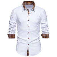 Camisa de Hombre con Diseño a Cuadros y Contraste Camisa Casual de Manga Larga para Trabajo y Negocios Camisa Formal para Boda y Uso Diario Material Exterior de Poliéster - details 4