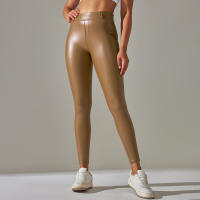 Nessaj-pantalones de piel sintética de terciopelo fino para mujer, leggings de cuero PU ajustados, sexy, con bolsillo, Otoño e Invierno - details 14
