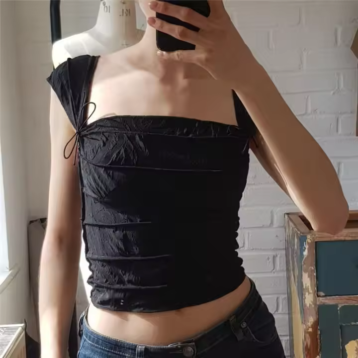 BUNO-Top corto de estética Y2K para mujer, Top elegante Vintage sin mangas, camisetas ajustadas sin mangas, corsé de núcleo de hada dulce de los años 2024, novedad de verano 2025 - 1