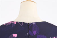 Women floral print casual half sleeve elegant vintage party dress - details 15