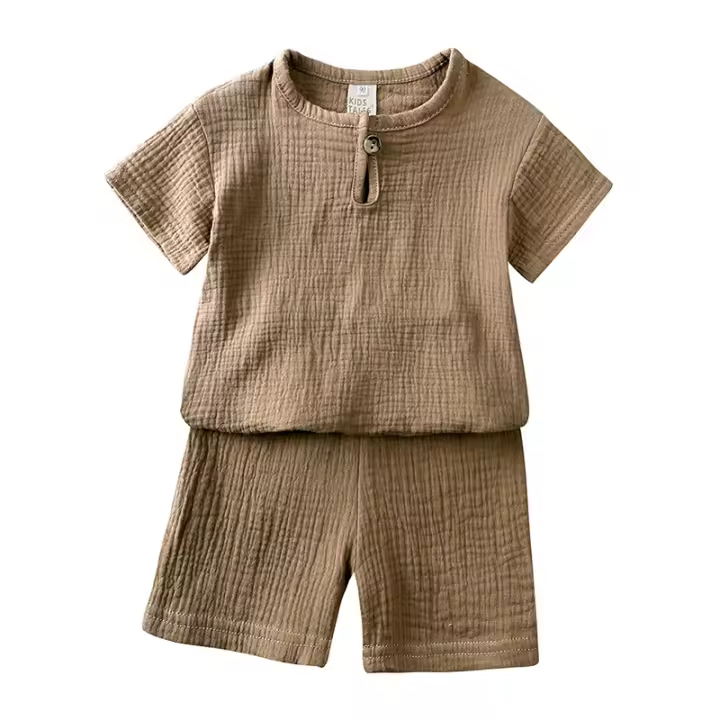 Conjunto de Ropa de Verano para Niños Traje de Dos Piezas de Algodón y Lino - 1