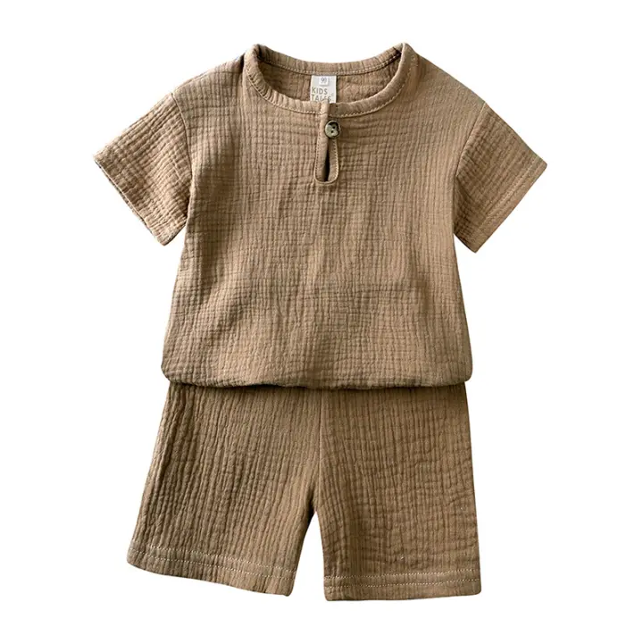Conjunto de Ropa de Verano para Niños Traje de Dos Piezas de Algodón y Lino - 1