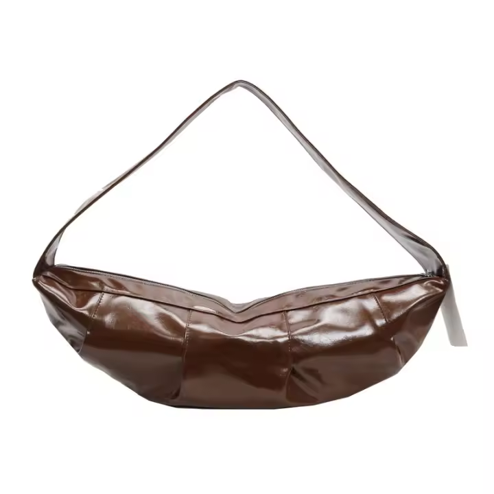 Cuero suave plisado Dumpling Bolso de la Mujer 2025 Nuevo, Cuerno de vaca Bolso de hombro de correa ancha, Negro - 1