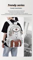 WEIXIER Mochila multifuncional elegante para hombre: nailon duradero con textura de cocodrilo, gran capacidad para computadora portátil, viajes, escuela y trabajo, diseño blanco y marrón, regalo perfecto para amigos y familiares, mochila de viaje - details 1