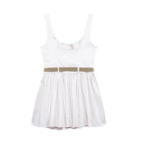 TRAFZA 2025 verano mujer cuello cuadrado cinturón decorar sin mangas cremallera Sling vestidos mujeres High Street plisado Mini vestido - details 2