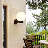 Luz de pared para interiores y exteriores con sombra de globo acrílico blanco o transparente para entrada, porche, Patio, Exterior, Base E27, linterna de pared - details 9