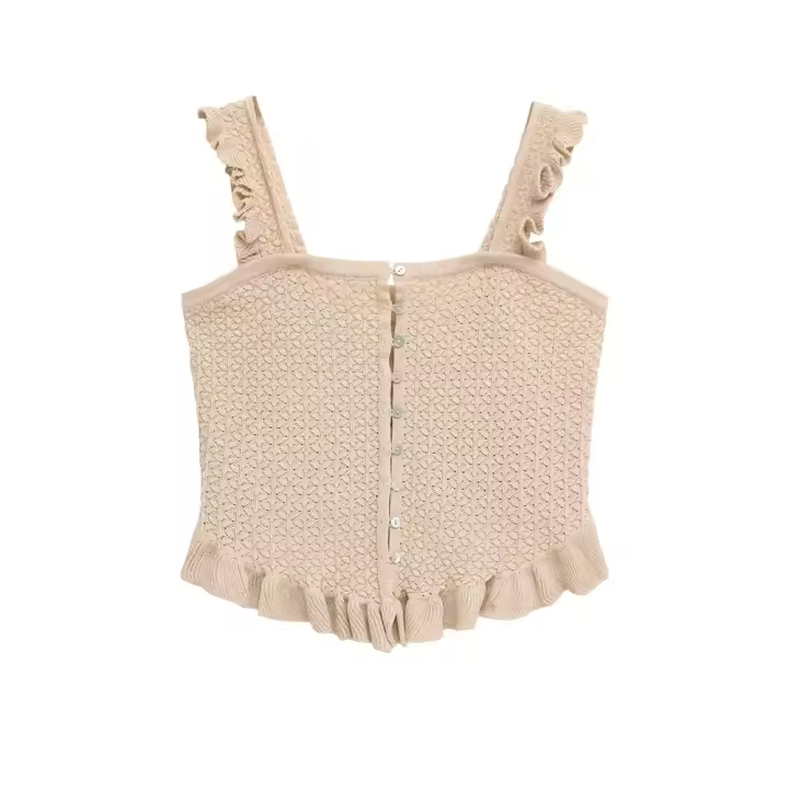 Top de Tirantes con Hombro Ancho Diseño Único de Cierre Lateral Material de Poliéster - 1