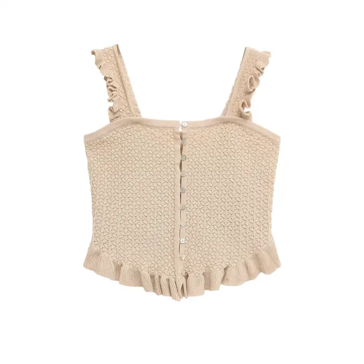 Top de Tirantes con Hombro Ancho Diseño Único de Cierre Lateral Material de Poliéster - 1