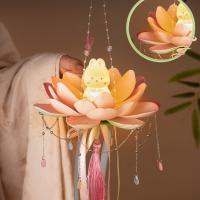 Linternas de flores de loto DIY, paquete de Material brillante, linterna de loto de conejo, linterna luminosa hecha a mano para Festival del Medio Otoño - details 11