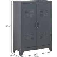 Armario de Almacenamiento Metálico Doble Puerta Ajustable para Oficina, Salón, Dormitorio - details 2