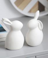 Figuritas de conejo de cerámica Kawaii, escultura de conejo de liebre, adornos de animales de jardín, decoración nórdica de Pascua para el hogar, decoración de la habitación - details 5