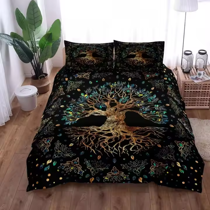 Juego de Fundas de Edredón Yggdrasil Tree of Life Tamaño Rey, Reina, Doble Cama, Cama Única - 1