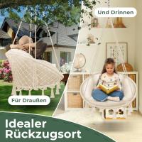 Silla Colgante con Cojín - Sillón Colgante Chill para Adultos y Niños Hamaca hasta 150 kg Asiento Colgante Suspensión Interior y Exterior Sala de Estar y Jardín Terraza, Beige - details 4