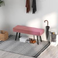 Taburete Pie de Cama Multifuncional Banco Pie de Cama Moderno Banco Dormitorio con Pies de Acero y Asiento Acolchado Carga 120 kg para Entrada Pasillo 100x36x45 cm Rosa - details 7