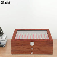 Caja expositora de bolígrafos de madera de 3 capas, caja organizadora de 34 bolígrafos, vitrina de almacenamiento y caja organizadora de coleccionista de pluma estilográfica con ventana de vidrio, regalo de Navidad de Acción de Gracias (palisandro) - details 2
