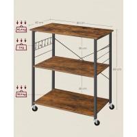 Estantería de Cocina con Ruedas, Carrito de Servicio de 3 Niveles, Estantería para Microondas, Horno, Tostadora, Marco de Metal con 6 Ganchos, Marrón Rústico y Negro - details 38