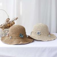 Sombrero de paja hecho a mano estilo cubo de moda sun ral sombrero de ganchillo de sol Multicolor para playa, viajes y vacaciones - details 6