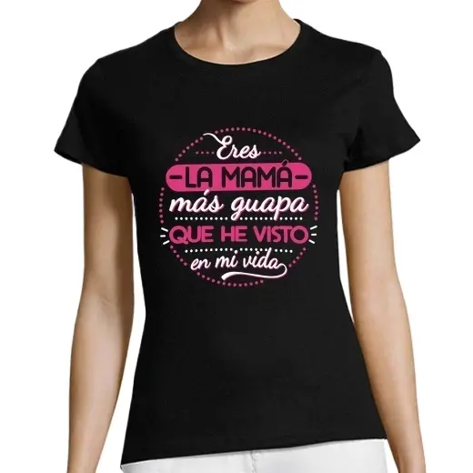La mamá más guapa,Regalo para el Día de la Madre,camisetas informales de algodón con cuello redondo - 1