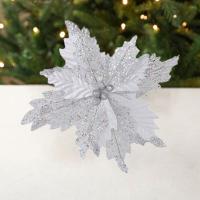 Creativo con tallo flores artificiales de Navidad brillantes hechas a mano flor de lentejuelas simuladas DIY adornos de árbol de Navidad Año Nuevo - details 1