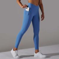 Leggings cruzados para mujer, pantalones de yoga con bolsillo, malla deportiva transpirable para correr y andar en bicicleta, leggings de entrenamiento de cintura alta - details 43
