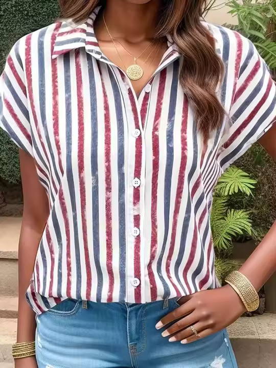 Camisa de moda para mujer regordeta elegante elegante de verano de talla grande - 1