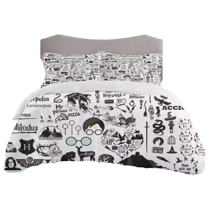 Juego de Ropa de Cama Harry Potter Ligero, 3 Piezas, Cubierta de Edredón, Almohadillas - 1