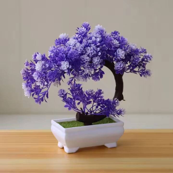Árbol falso en maceta de plástico realista, Planta Artificial de 19CM, loto, decoración para el hogar, comedor interior y sala de estar - 1