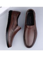 Zapatos Casuales de Cuero para Hombres Primavera-Verano 2025 Cómodos, de Primera Calidad, Perforados con Agujeros, Estilo Casual para Mediana Edad - details 0