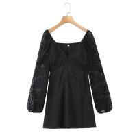 Vestidos de moda de verano 2025 para mujer, minifalda sofisticada, vestido de manga larga con volantes y cuello en V - details 1