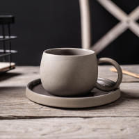 Chaozhou tazas y platillos de café retro cerámica gruesa personalidad creativa café con leche simple cerámica arena pequeño mate - details 7