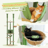 PAWZ Road Árbol para gatos alto de altura ajustable con acogedora hamaca para condominio, torre para gatos de suelo a techo, poste rascador para gatos de interior, juguetes para gatos, gato accesorios - details 16