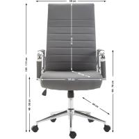 Silla De Oficina Kolumbus En Simil Cuero & Base De Metal con Ruedas I Silla De Escritorio Ergonómica & Regulable En Altura, Color:Gris - details 2