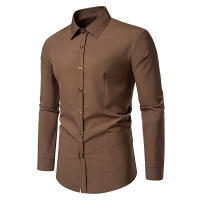 Camisa de manga larga con botones para hombre, camisa informal de negocios, Color sólido, cómoda, Social, Oficina, blusa blanca y negra, moda de otoño - details 46